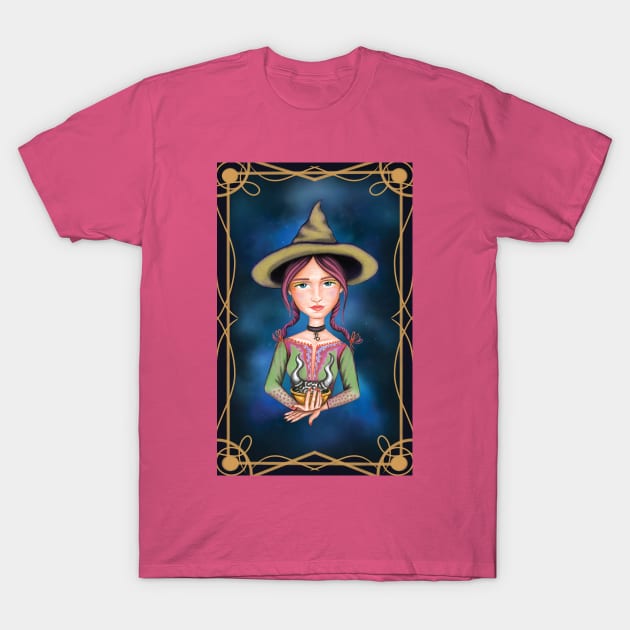 Purple hair capricorn witch T-Shirt by Raluca Iov